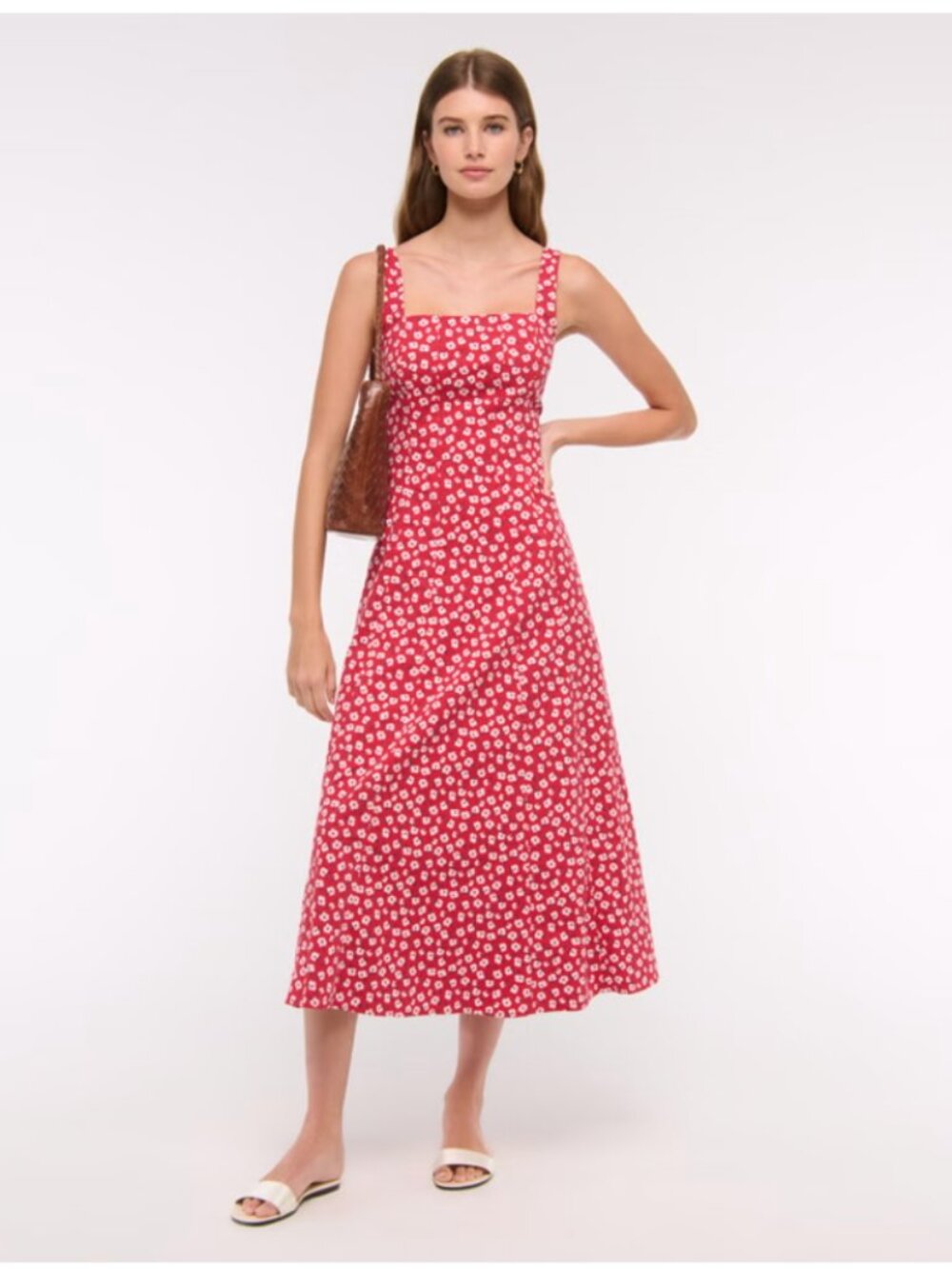 Abercrombie Mila Stretch Midi Dress Red Floral Small